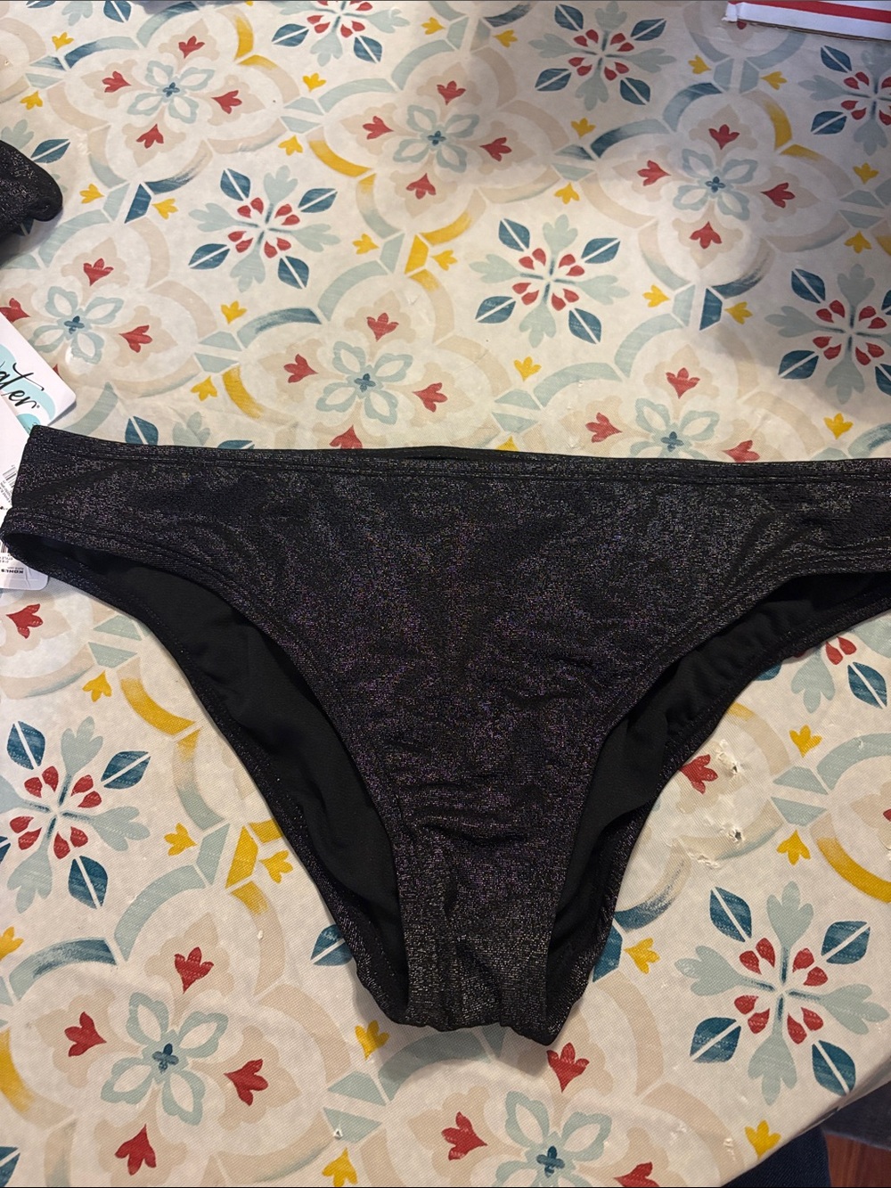 Women's Black Shimmery Bikini Bottoms